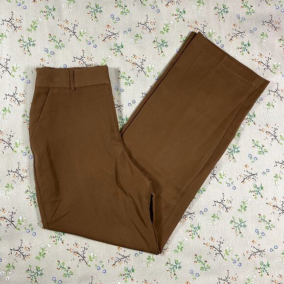 BCX High Rise Trouser Pant Straight Leg Brown Orange Medium Academia Minimalist - Picture 5 of 5